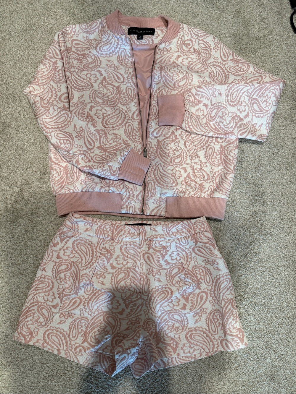 Victoria Beckham for Target Pink Paisley jacket and High-Waist Women's Shorts